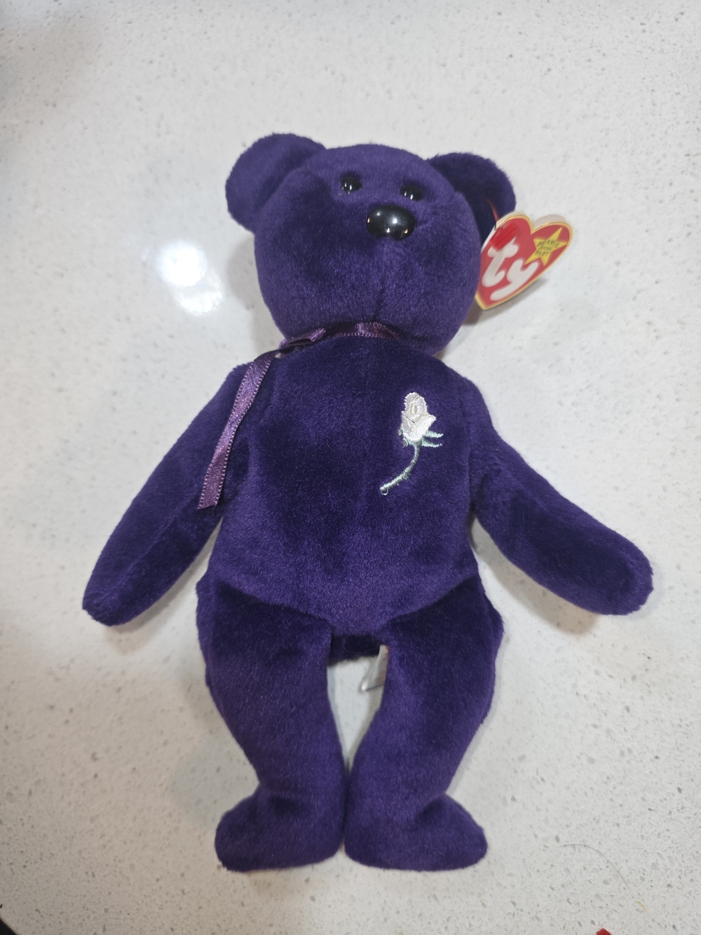 Rare Ty Beanie Baby 'Princess Diane Purple Bear Plush - Ty Brand - Picture 5 of 7